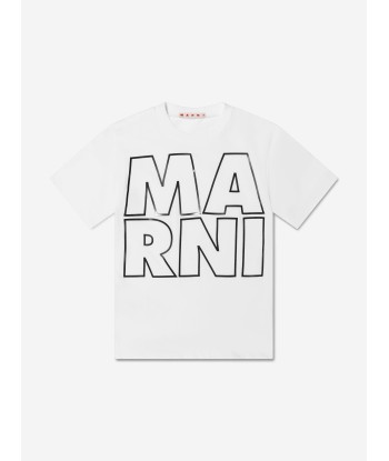 MARNI Kids Logo Print T-Shirt in White acheter en ligne