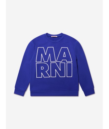 MARNI Kids Logo Sweatshirt in Blue livraison gratuite