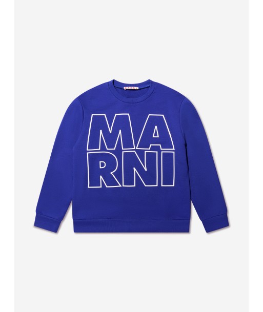 MARNI Kids Logo Sweatshirt in Blue livraison gratuite