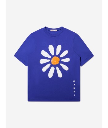 MARNI Girls Daisy Flower T-Shirt in Blue Venez acheter