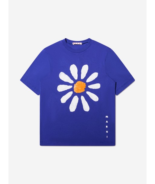 MARNI Girls Daisy Flower T-Shirt in Blue Venez acheter