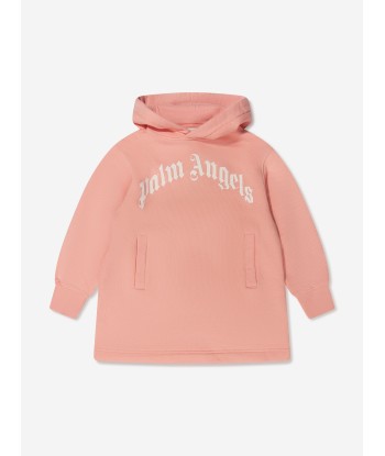 Palm Angels Girls Classic Logo Hooded Dress Pour