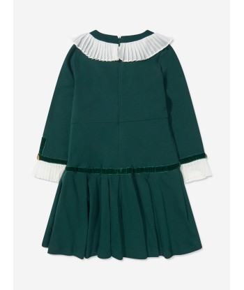 Patachou Girls Pleated Trim Long Sleeve Dress de pas cher