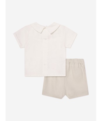 Paz Rodriguez Baby Boys Shirt And Shorts Set in Beige acheter en ligne