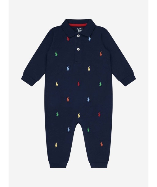 Ralph Lauren Baby Boys Schiffli Babygrow in Navy la livraison gratuite