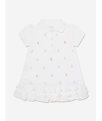 Ralph Lauren Baby Girls Schiffli Polo Dress in White outlet