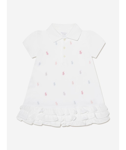 Ralph Lauren Baby Girls Schiffli Polo Dress in White outlet