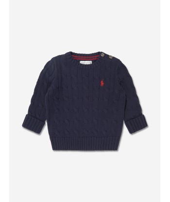 Ralph Lauren Baby Boys Cable Knit Sweater in Navy JUSQU'A -70%! 