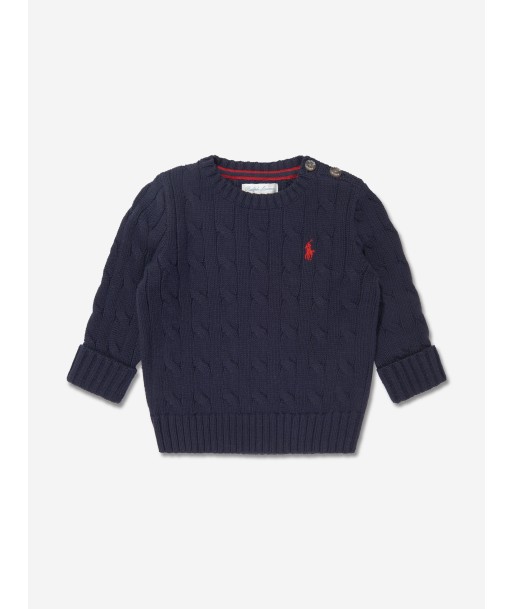 Ralph Lauren Baby Boys Cable Knit Sweater in Navy JUSQU'A -70%! 