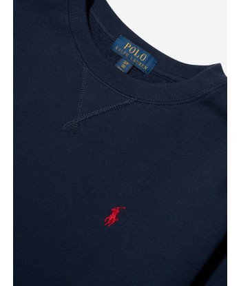 Ralph Lauren Boys Navy Cotton Fleece Sweater Venez acheter