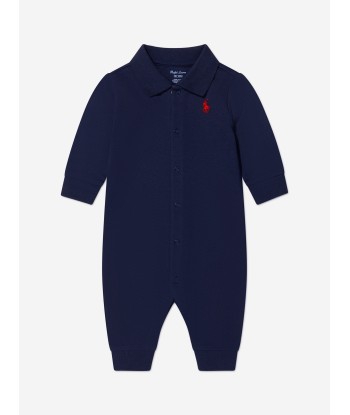 Ralph Lauren Baby Boys Logo Babygrow in Navy paiement sécurisé