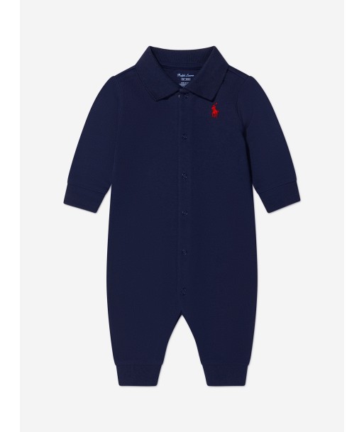 Ralph Lauren Baby Boys Logo Babygrow in Navy paiement sécurisé