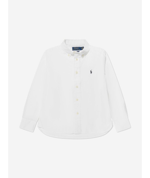 Ralph Lauren Boys Slim Fit Oxford Shirt in White rembourrage situé sous