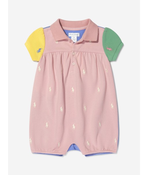 Ralph Lauren Baby Girls Logo Polo Romper de France