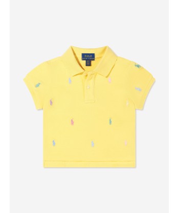 Ralph Lauren Girls Cropped Logo Polo Shirt de pas cher