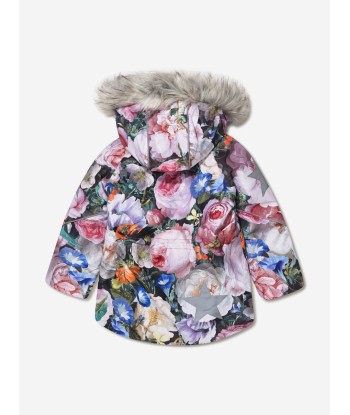 Molo Girls Floral Print Hooded Ski Coat Pour