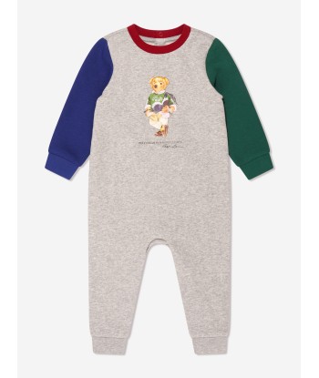 Ralph Lauren Baby Boys Long Sleeve Bear Romper la colonne vertébrale