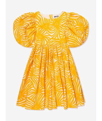 Molo Girls Organic Cotton Calyita Dress In Yellow Livraison rapide