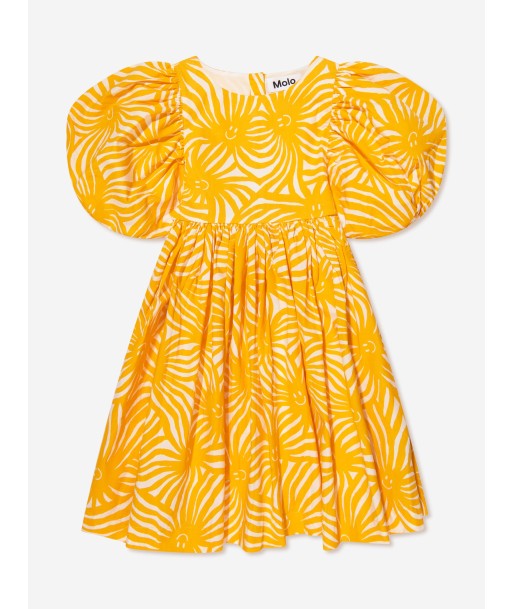 Molo Girls Organic Cotton Calyita Dress In Yellow Livraison rapide