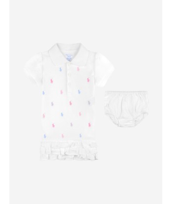 Ralph Lauren Baby Girls Schiffli Polo Dress in White vente chaude votre 