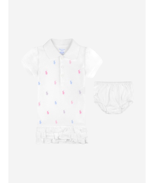 Ralph Lauren Baby Girls Schiffli Polo Dress in White vente chaude votre 