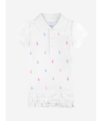 Ralph Lauren Baby Girls Schiffli Polo Dress in White vente chaude votre 