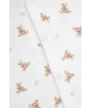 Ralph Lauren Baby Girls Bear Babygrow in White livraison gratuite