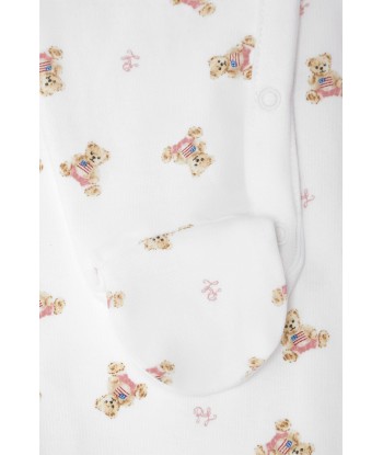 Ralph Lauren Baby Girls Bear Babygrow in White livraison gratuite