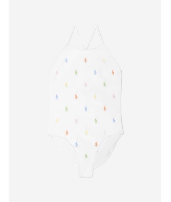 Ralph Lauren Girls Schiffli Swimsuit in White Comparez et commandez 