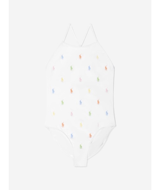 Ralph Lauren Girls Schiffli Swimsuit in White Comparez et commandez 