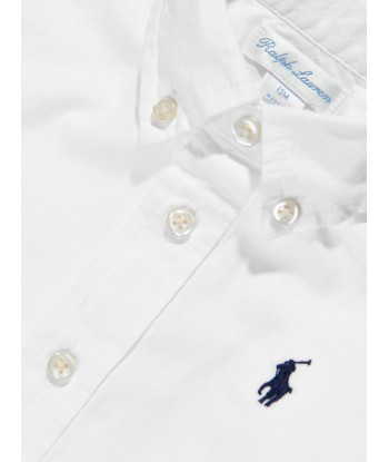 Ralph Lauren Boys Slim Fit Oxford Shirt in White pas cheres