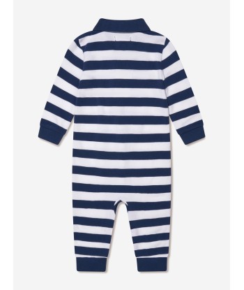 Ralph Lauren Baby Boys Striped Babygrow in Navy Venez acheter