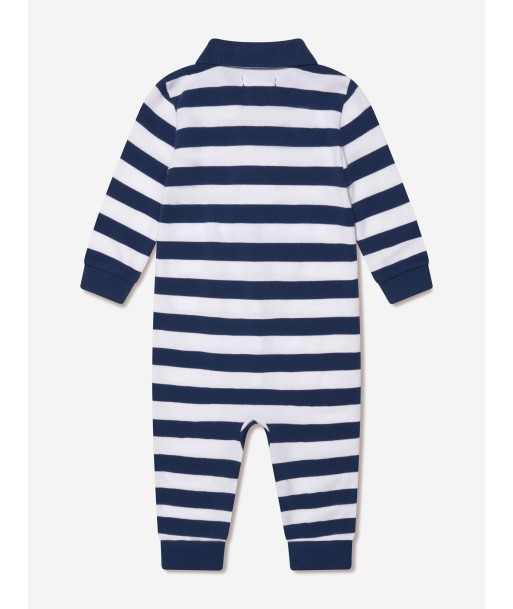 Ralph Lauren Baby Boys Striped Babygrow in Navy Venez acheter