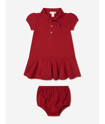 Ralph Lauren Baby Girls Polo Dress in Red chez Cornerstreet bien 