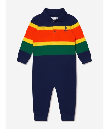 Ralph Lauren Baby Boys Striped Babygrow in Blue en ligne