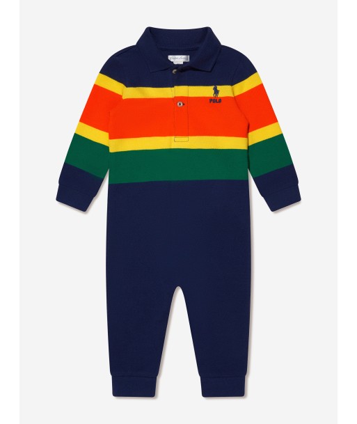 Ralph Lauren Baby Boys Striped Babygrow in Blue en ligne