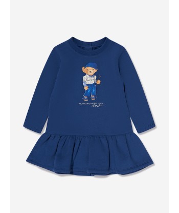 Ralph Lauren Baby Girls Bear Print Dress in Blue 50-70% off 