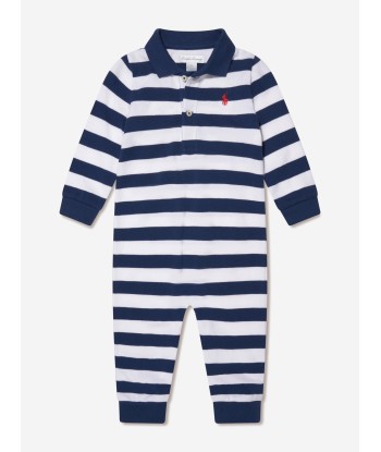 Ralph Lauren Baby Boys Striped Babygrow in Navy Venez acheter