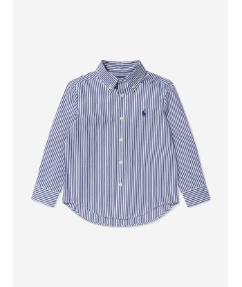 Ralph Lauren Boys Striped Shirt in Navy pas cher