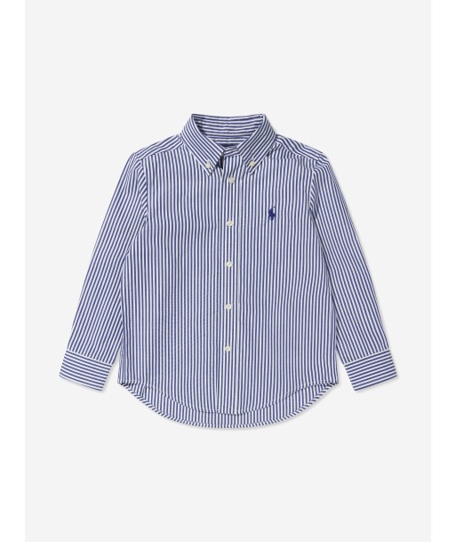 Ralph Lauren Boys Striped Shirt in Navy pas cher