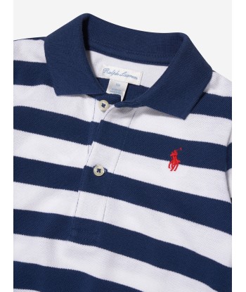 Ralph Lauren Baby Boys Striped Babygrow in Navy Venez acheter