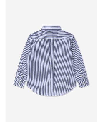 Ralph Lauren Boys Striped Shirt in Navy pas cher