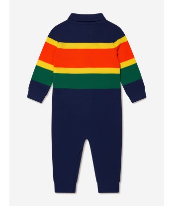 Ralph Lauren Baby Boys Striped Babygrow in Blue en ligne