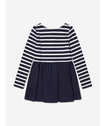 Ralph Lauren Girls Long Sleeve Striped Dress in Navy online