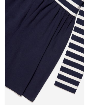 Ralph Lauren Girls Long Sleeve Striped Dress in Navy online