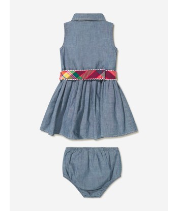 Ralph Lauren Baby Girls Sleeveless Dress With Knickers in Blue Découvrez la collection