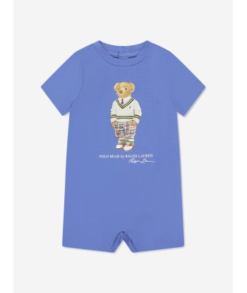 Ralph Lauren Baby Boys Bear Romper in Blue rembourrage situé sous