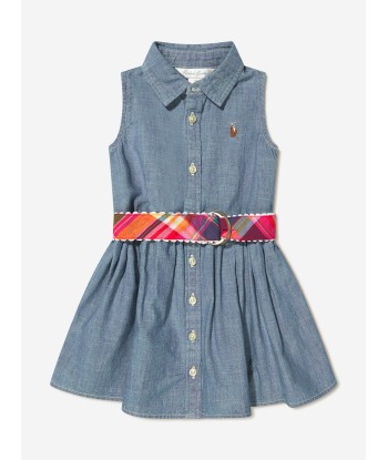 Ralph Lauren Baby Girls Sleeveless Dress With Knickers in Blue Découvrez la collection