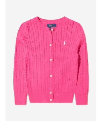 Ralph Lauren Girls Cable Knit Cardigan in Pink paiement sécurisé