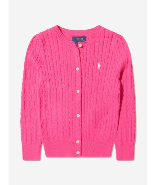 Ralph Lauren Girls Cable Knit Cardigan in Pink paiement sécurisé